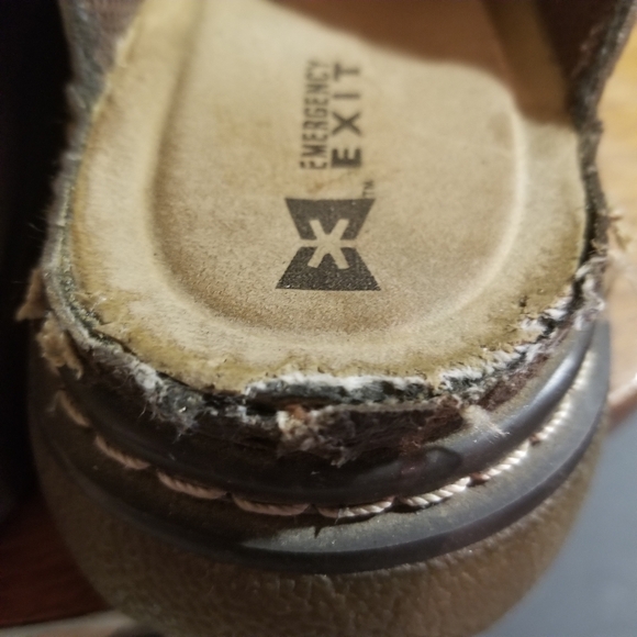 Y2k 90s Emergency Exit Thick Chunky Sole Slip On Sandals Brown Sz 7 buckle - Picture 4 of 14